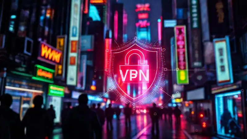 Ciudad cibernética: neón, seguridad y red