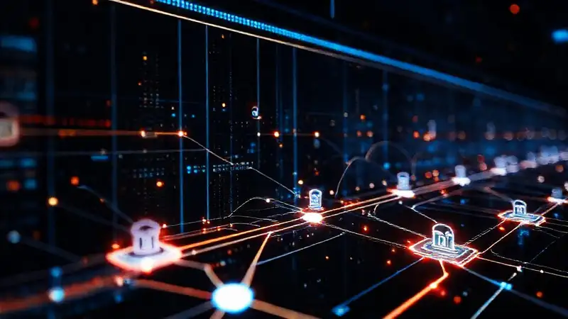 Red de servidor digital, brillante y compleja