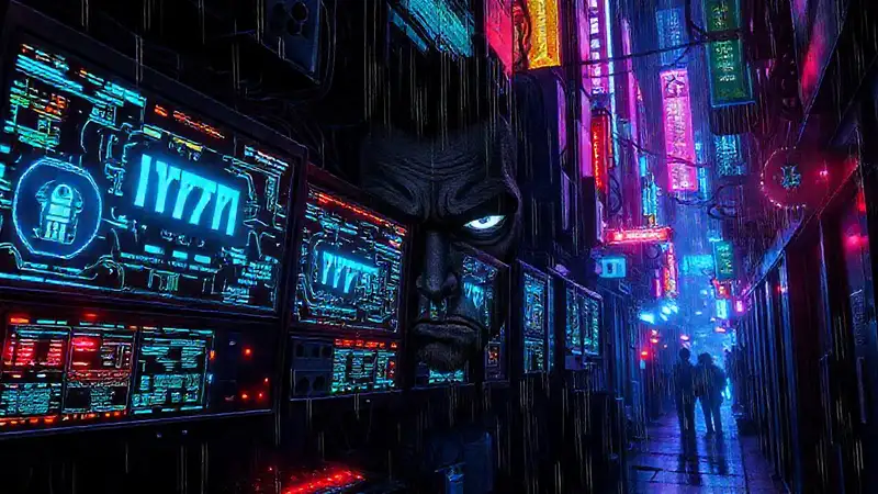 Ciudad cyberpunk digital y ansiosa