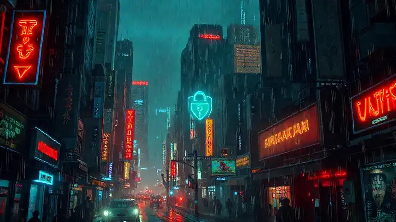 Ciudad cyberpunk distópica