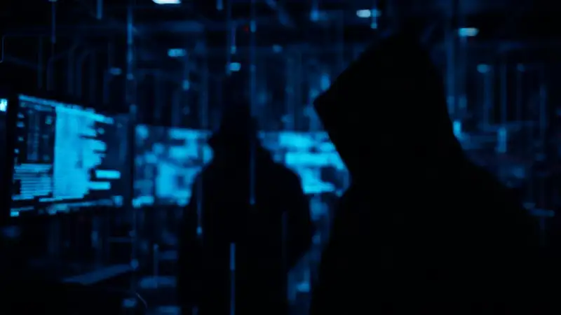 Una red digital oscura y amenazante