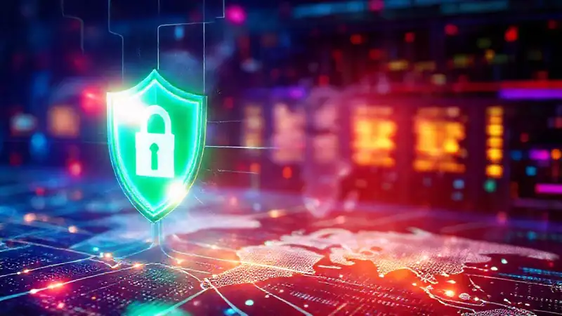 Protección digital en red global brillante