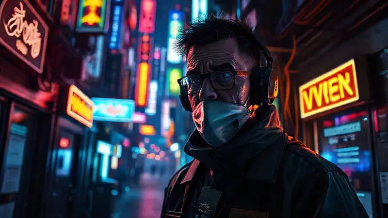 Ciudad cyberpunk digitalmente frustrante y vulnerable