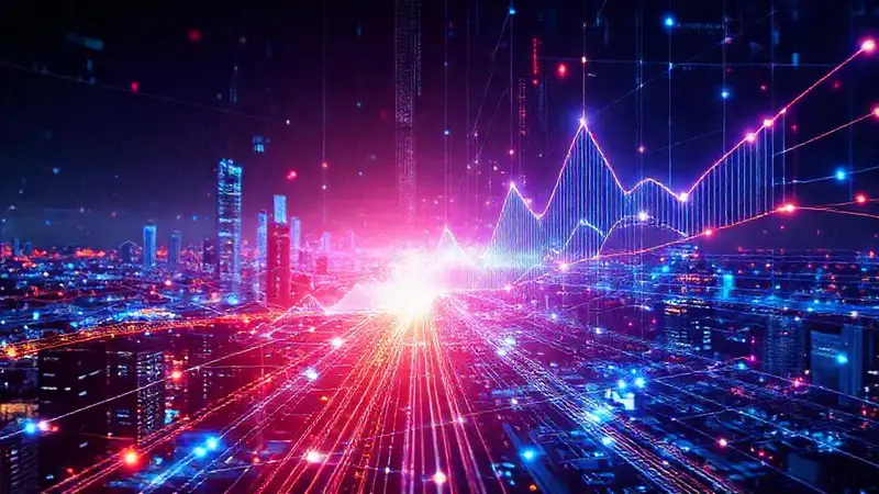 Redes digitales muestran datos futuristas brillantes