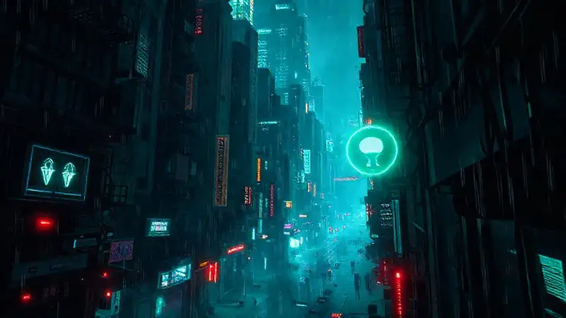 Ciudad cibernética oscura, datos y preocupación