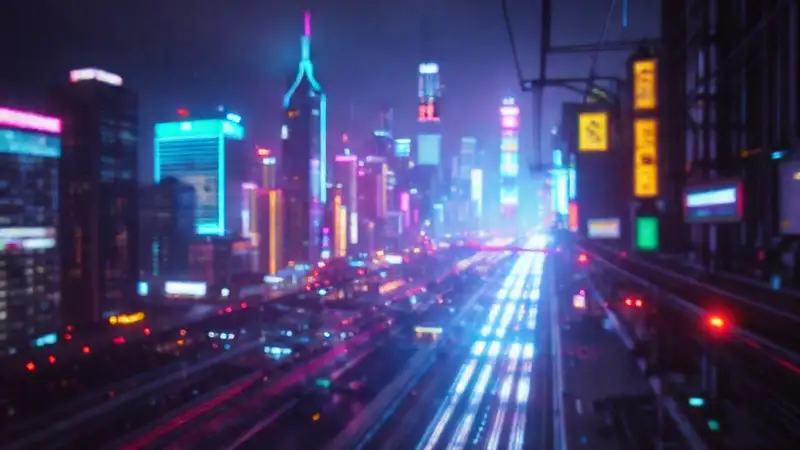 Ciudad cyberpunk vibrante y frustrante digitalmente