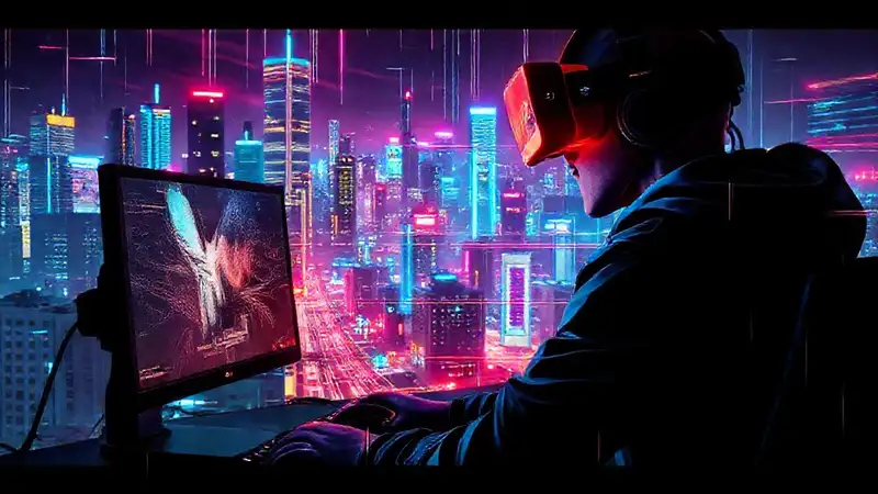 Cyberpunk virtual: acción digital intensa y rápida
