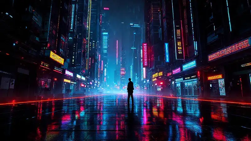 Ciudad cyberpunk brillante