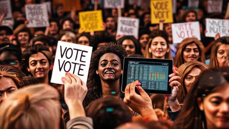 La multitud vota digitalmente con esperanza