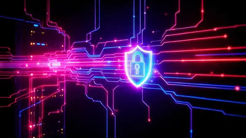 Redes digitales futuristas protegen datos brillantes