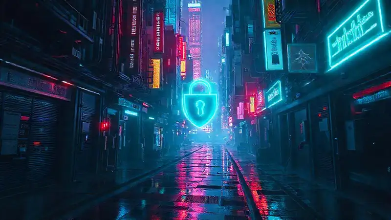 Ciudad cyberpunk futurista y oscura