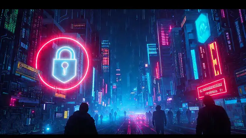 Ciudad cyberpunk digitalmente inquietante y oscura
