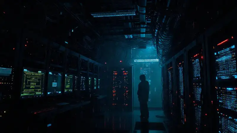 Un ambiente oscuro y tecnológico misterioso