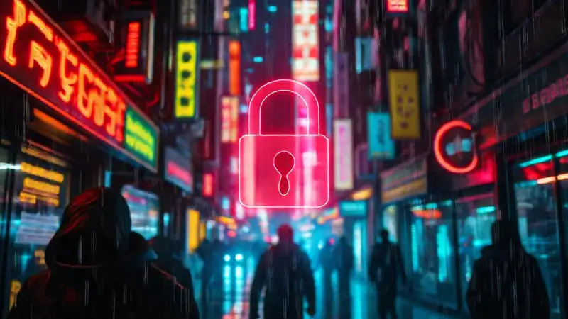 Ciudad cyberpunk virtual, oscura y ansiosa