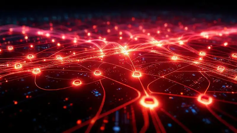 Diagrama de red futurista y complejo