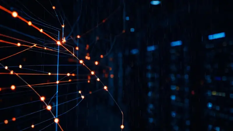 Redes digitales misteriosas y tenues brillan