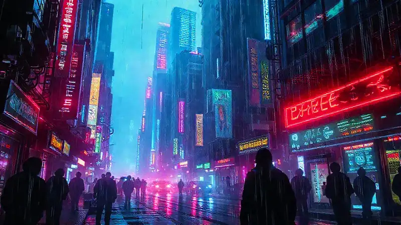 Ciudades cyberpunk futuristas brillan digitalmente