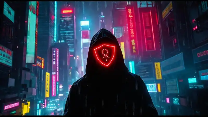 Ciudad cyberpunk digital y rebelde oscura