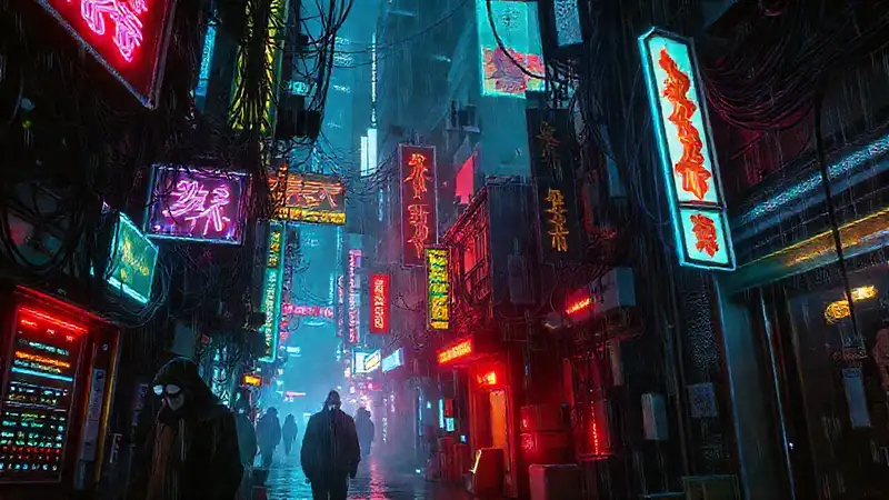Ciudad cyberpunk vibrante