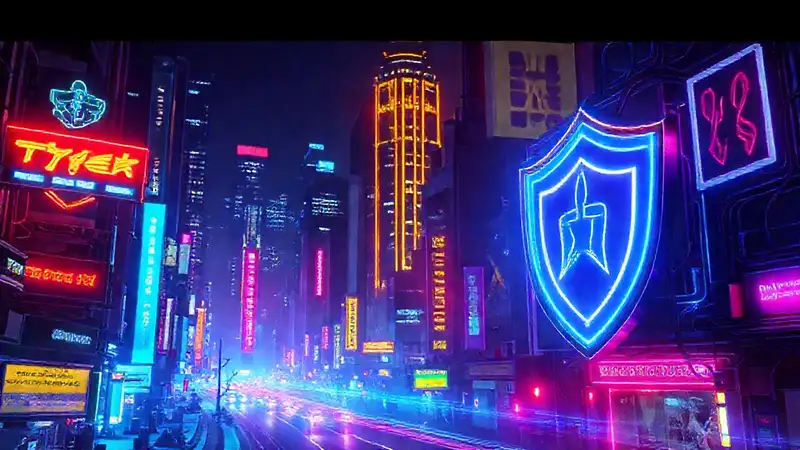 Ciudad cyberpunk futurista, llena de datos