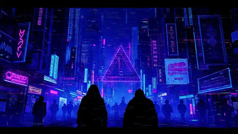 Ciudad cyberpunk, oscura y defectuosa