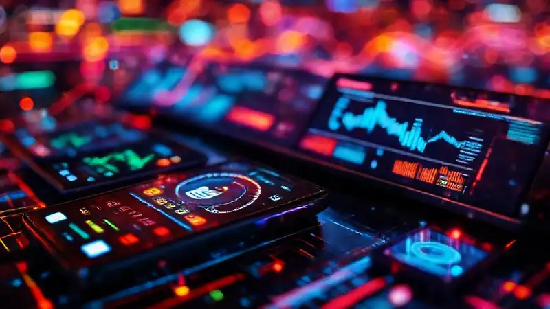 La tecnología digital fluye intensamente y visualmente