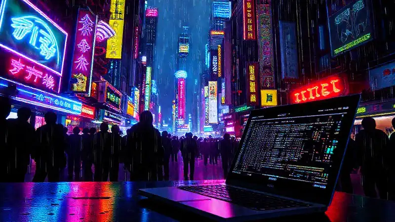 Ciudad cibernética futurista
