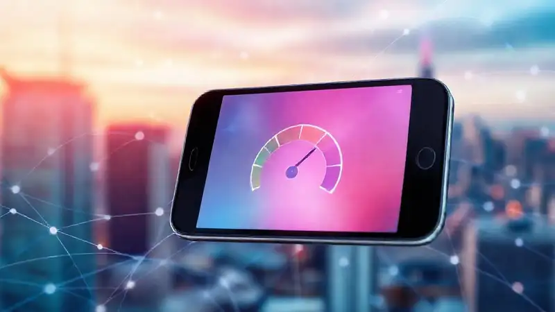 Smartphone moderno y dinámico conecta la ciudad