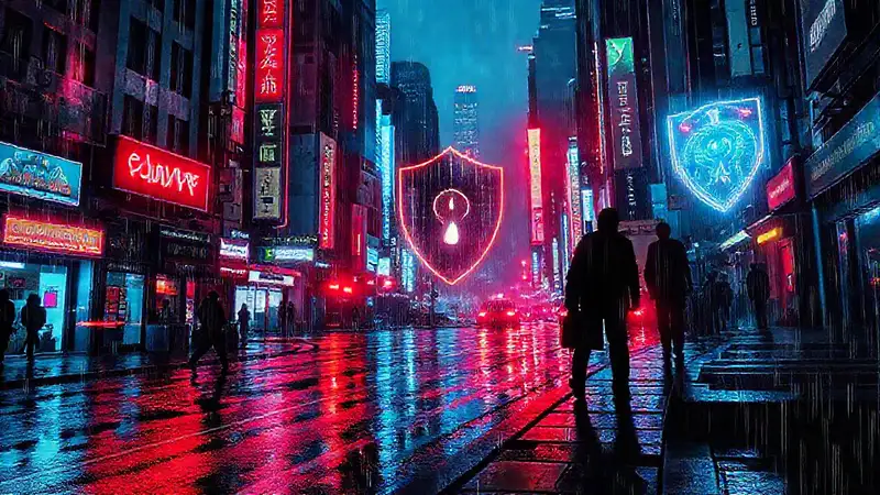 Ciudad cyberpunk futurista