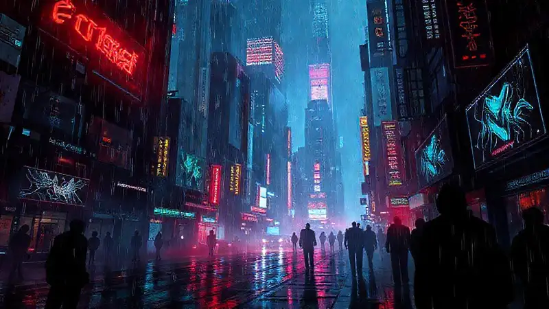 Ciudad cyberpunk futurista