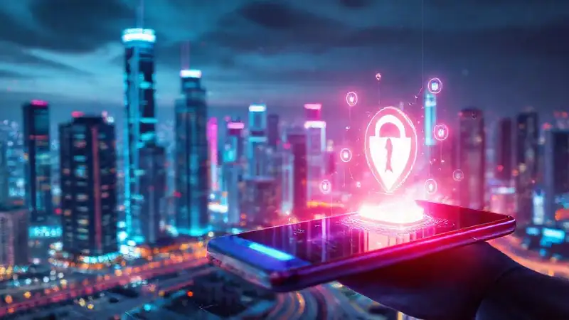 Ciudad futurista digitalmente conectada y brillante