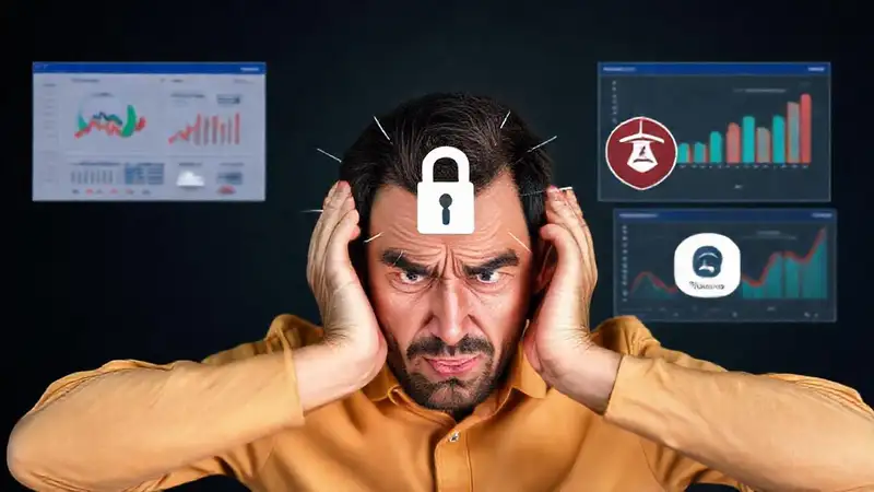 El hombre está frustrado por la confusión digital