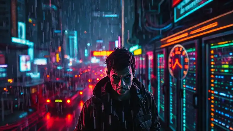 Ciudad cyberpunk vibrante y frustrante