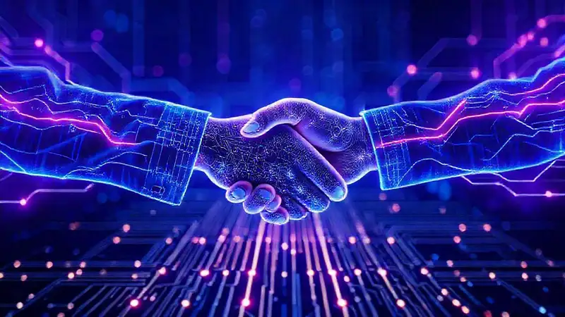 Conexiones digitales futuristas brillan sutilmente