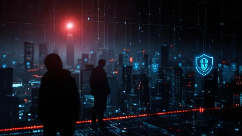 Red digital oscura, datos cifrados, amenaza virtual