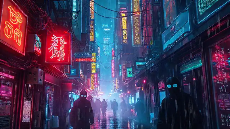 Ciudad cyberpunk vibrante