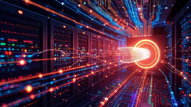 Redes digitales futuristas fluyen intensamente