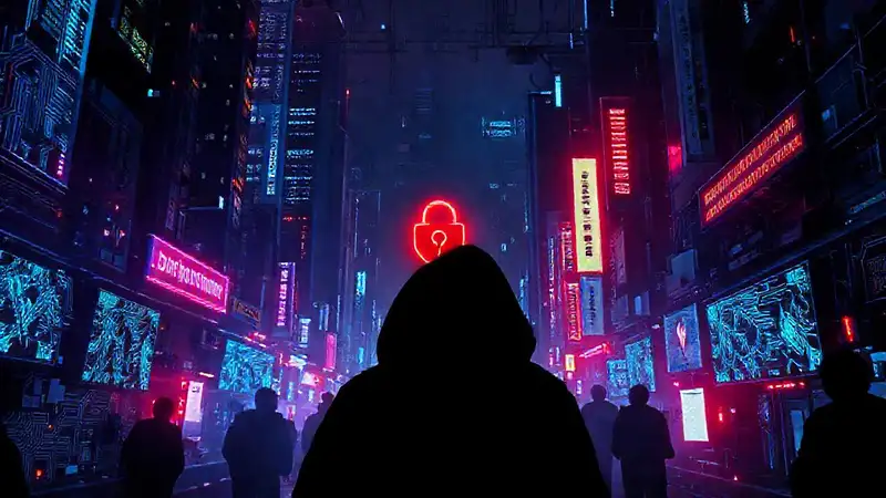 Ciudad cibernética: neón, glitches y sombras
