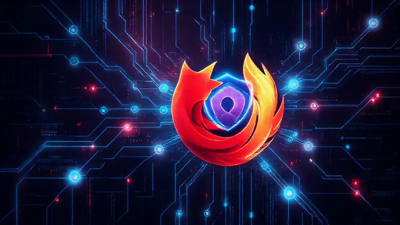 Firefox cyberpunk: diseño oscuro, datos digitales