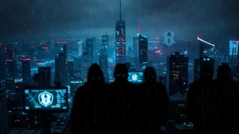 Ciudad digital sombría y ansiosa