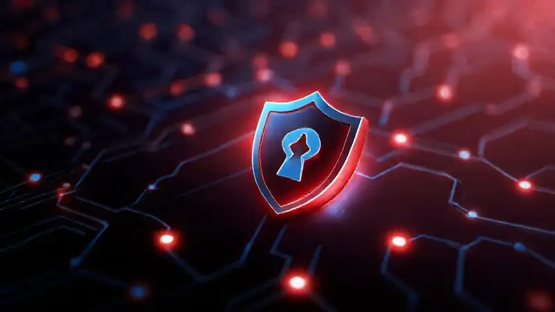 Ciberseguridad protege redes con símbolos abstractos