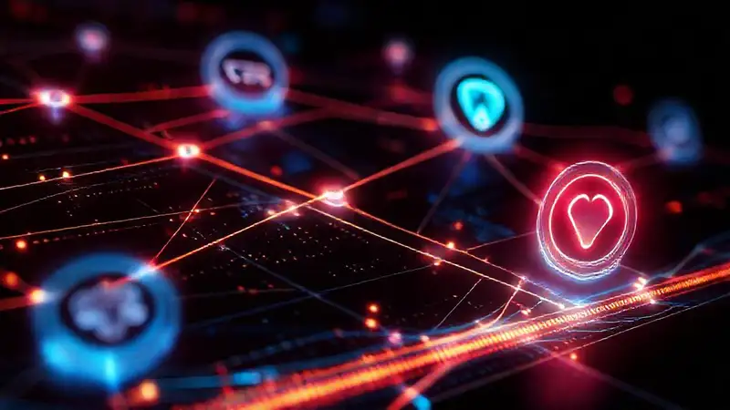 Red digital futurista, rápida y vibrante