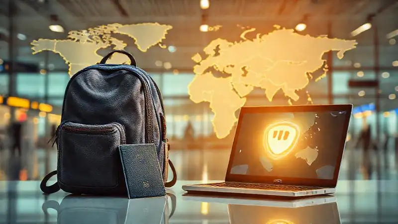 Viajero feliz explora el mundo digitalmente