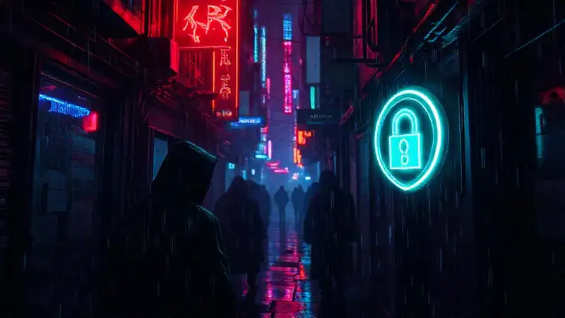 Ciudad cyberpunk digital, oscura y brillante