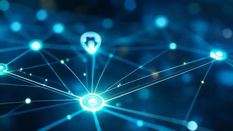 Redes futuristas con datos azules y verdes
