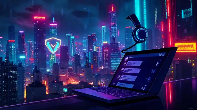 Ciudad cyberpunk vibrante y digitalmente compleja