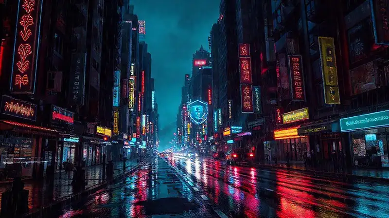 Ciudades cyberpunk digitales y protegidas