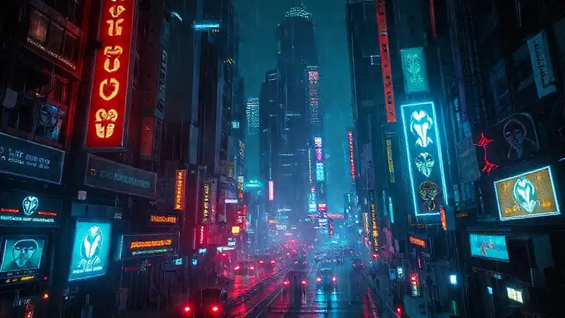 Ciudad cyberpunk digital
