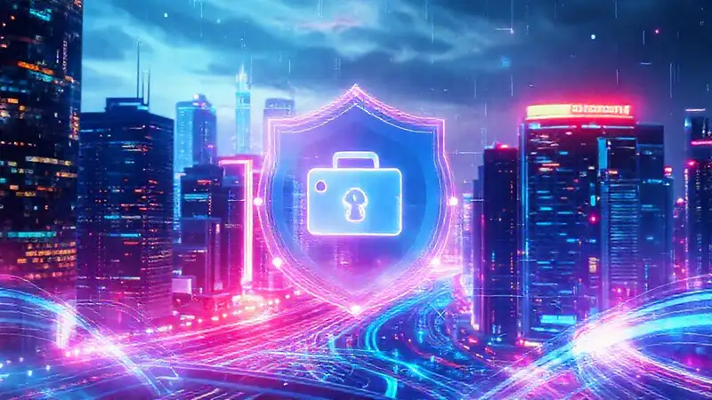 Ciudad futurista digital, segura y vibrante