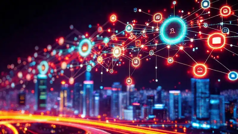 Interfaz digital futurista y vibrante